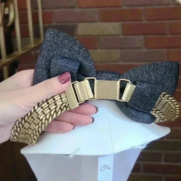 Stella and Dot Neoprene bow necklace collar with bow - Picture 9 of 17